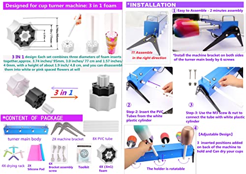 WAQONUY 4X Cup Turner for Tumblers,4 arms Multi Tumbler Spinner,DIY Cuptisserie Turner,Cup Spinner Machine Kit for Crafts Epoxy Tumbler