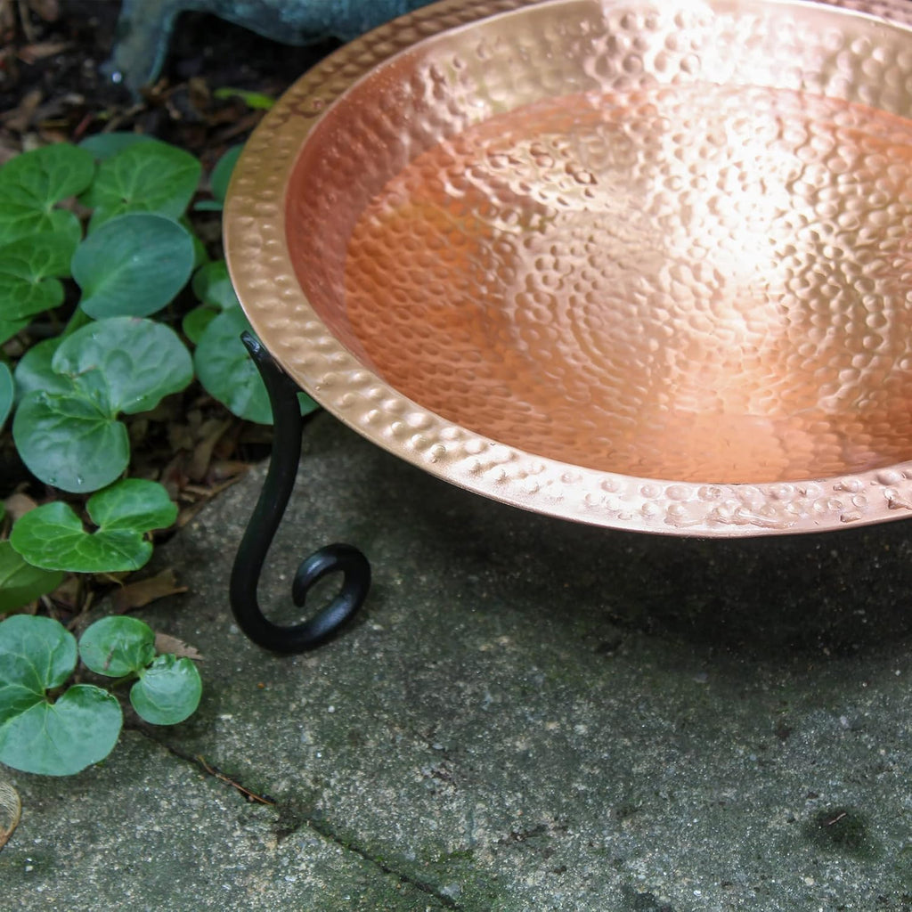 Achla Designs 201-7017 Hammered Solid Short Stand Birdbath, Satin Copper