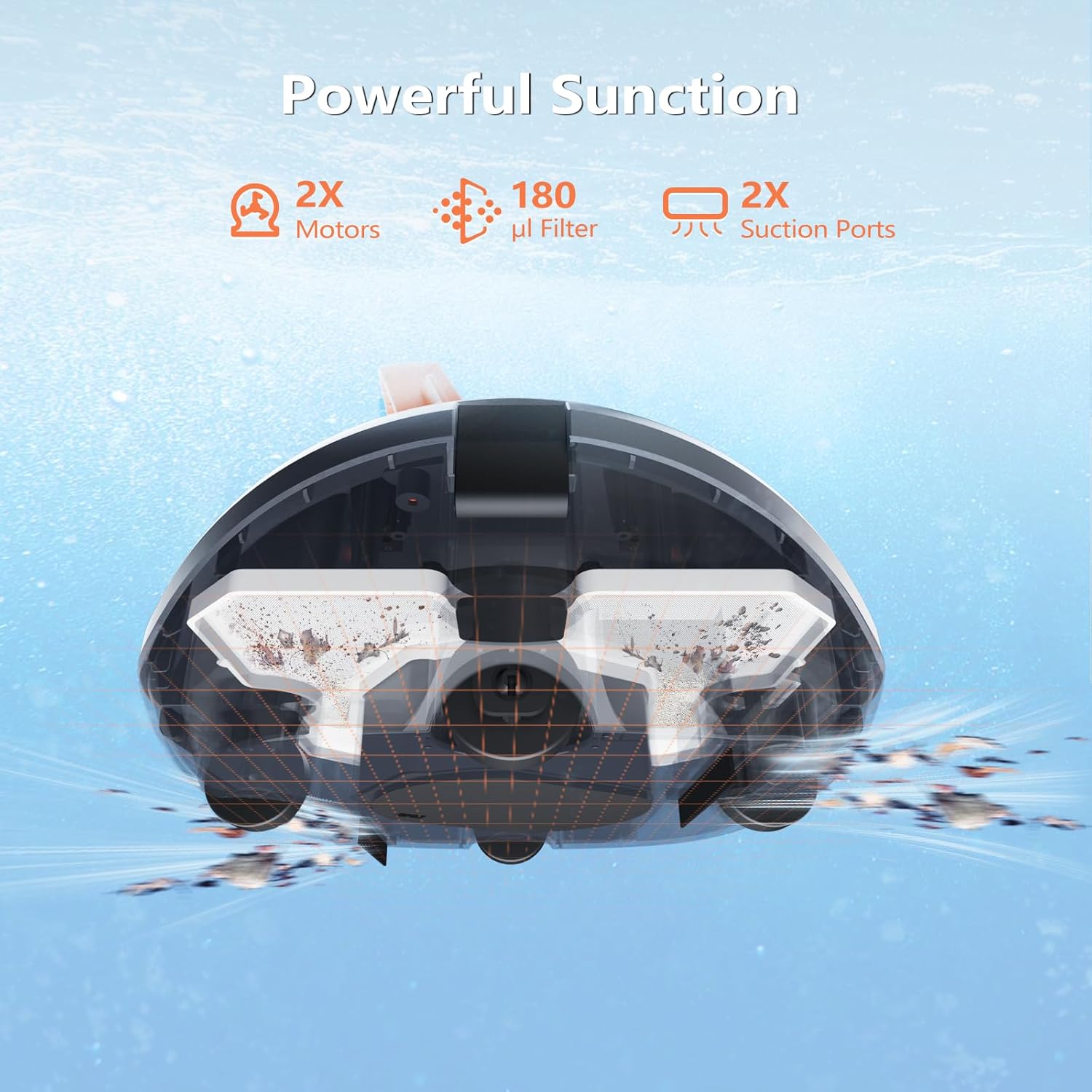 Robotic Pool Cleaner, Cordless Pool Vacuum for Above Ground Pool, Lasts up to 100Mins, Above Ground Pool Vacuum with Self-Parking Function, Ideal for Swimming Pool Cleaning up to 850 Sq.Ft