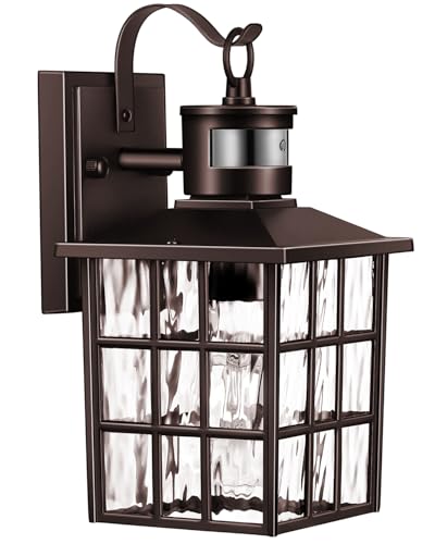 VIANIS 2 Pack Motion Sensor Outdoor Lights, Oil Rubbed Bronze Dusk to Dawn Wall Lights Lantern, 100% Aluminum Coach Exterior Lights Sconce for Patio, House, ORB Front Porch Light with Waterproof