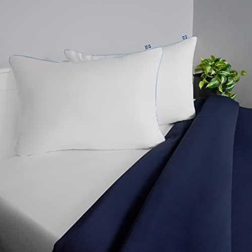SEALY Pillow, Clean Luxury Slumber Bed Pillow with Hypoallergenic Fiberfill, Standard/Queen Pillows - 2 Pack