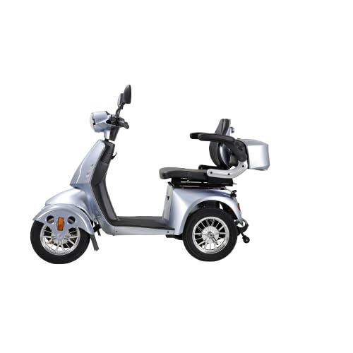 4 Wheel Mobility for Adults and Senior Fat tire Scooter Electric Powered Chargeable Device for Travel, Lightweight and Portable for Travel with LED Headlights and Basket, Charger Included (Pink)