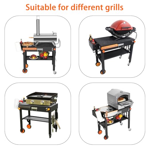 Outdoor Grill Table,Blackstone Griddle Stand,BBQ Prep Table With Wheels And Seasoning Tray,Universal Grill Cart Fit 17 Inch Or 22 Inch Griddle,Folds Flat Quickly Ninja Grill Stand