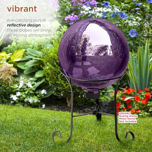 Alpine Corporation 10" Diameter Indoor/Outdoor Glass Gazing Globe Festive Yard Décor, Blue