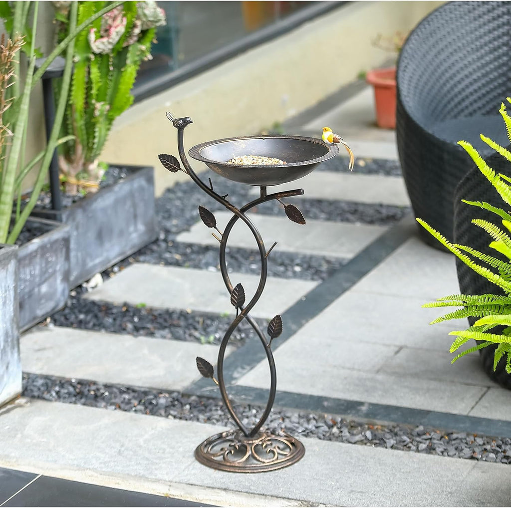 Iron Bird Baths for Outdoors, 28" H Bird Bath Feeder Bowl Stand for Outside Garden, Bronze…