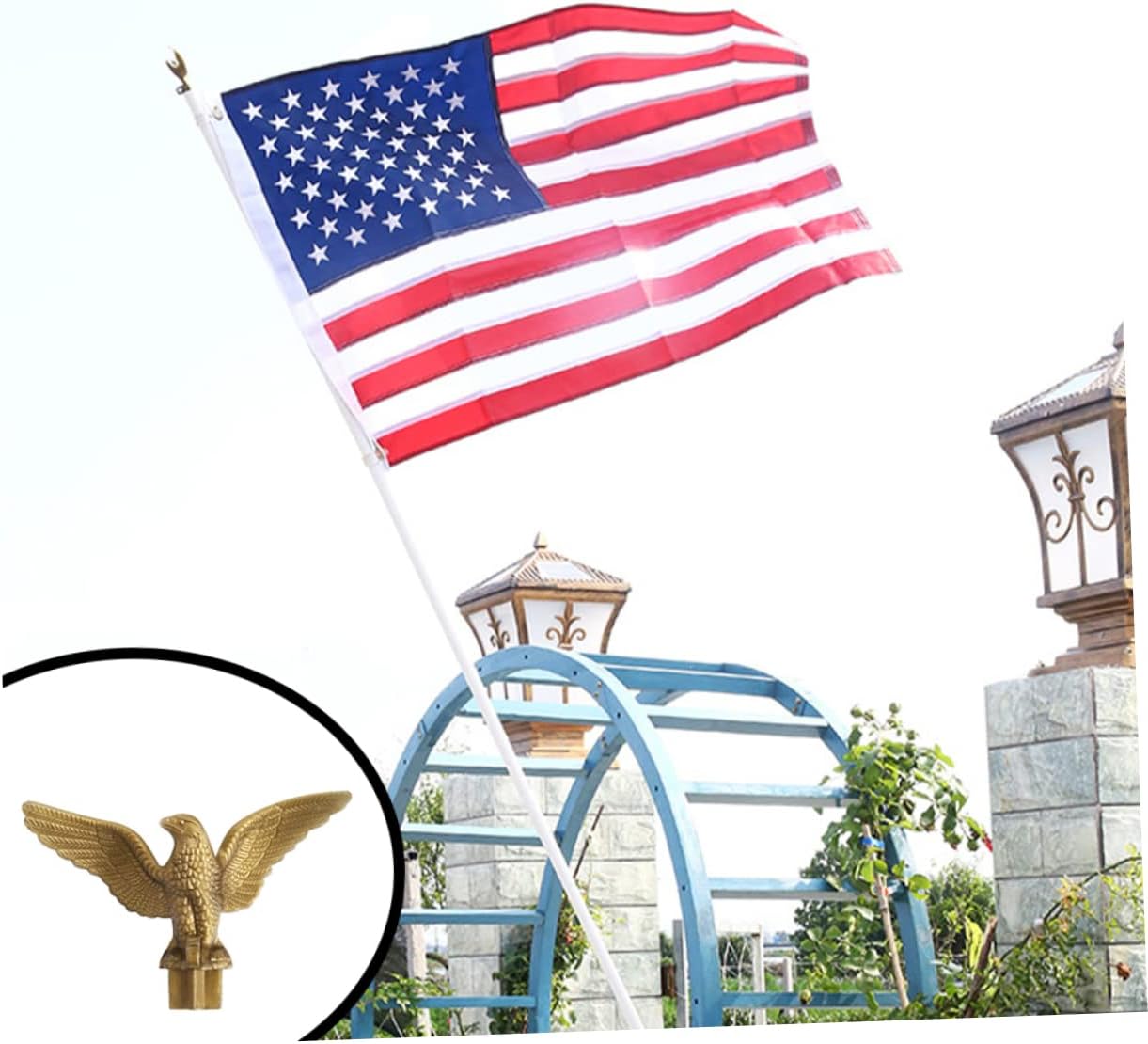8 Pcs Eagle Flagpole Head Flag Pole Eagle Finial Topper Crafts Flag Topper Outdoor Accessories Metal Decor Metal Trim Top Hat Flag Pole Ornament The Gold Plastic Diagonal Insertion