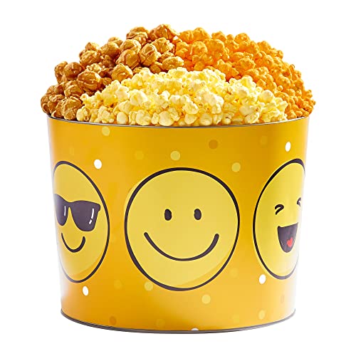 The Popcorn Factory Popcorn Gift Tin, Simply Red, 3.5 Gallons (Robust Cheddar, Butter, Caramel)
