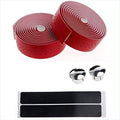 Bicycle Bike Handlebar Tape Luxury PU Leather Bar Tape Fixed Gear/Road Bike Bar Wrap with 2 Reflective Plug (Red)