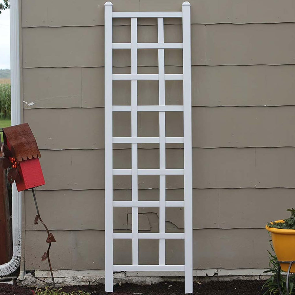 Dura-Trel Providence 22 x 75 Inch PVC Vinyl Outdoor Garden Patio Trellis, with Ground Anchors, White