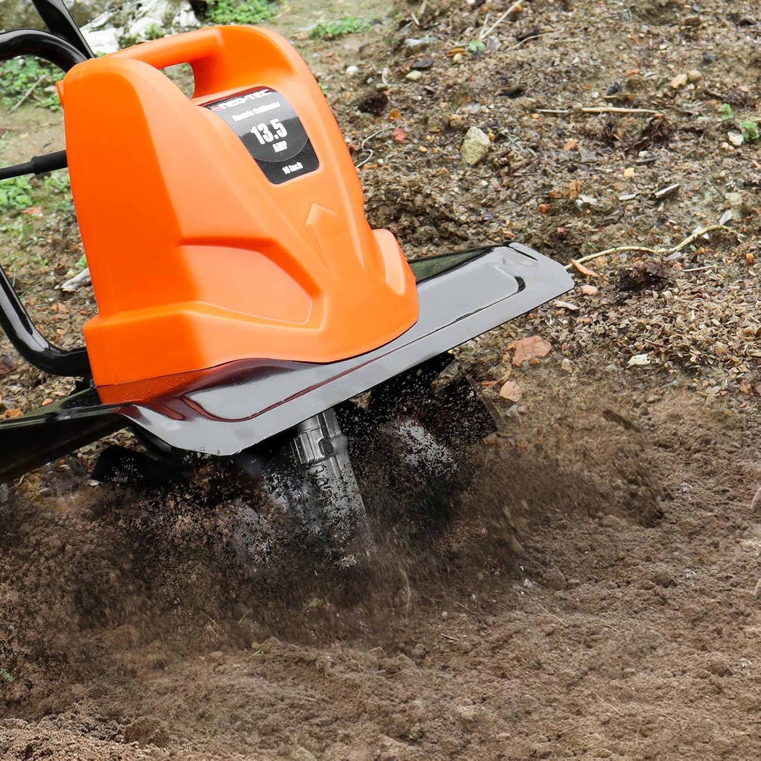 NEO-TEC 16 Inch 13.5 AMP Electric Corded Garden Tiller & Cultivator, Rototiller for Garden Tool, 8'' Tilling Depth Foldable Handle 6 Tines Tiller for Gardening