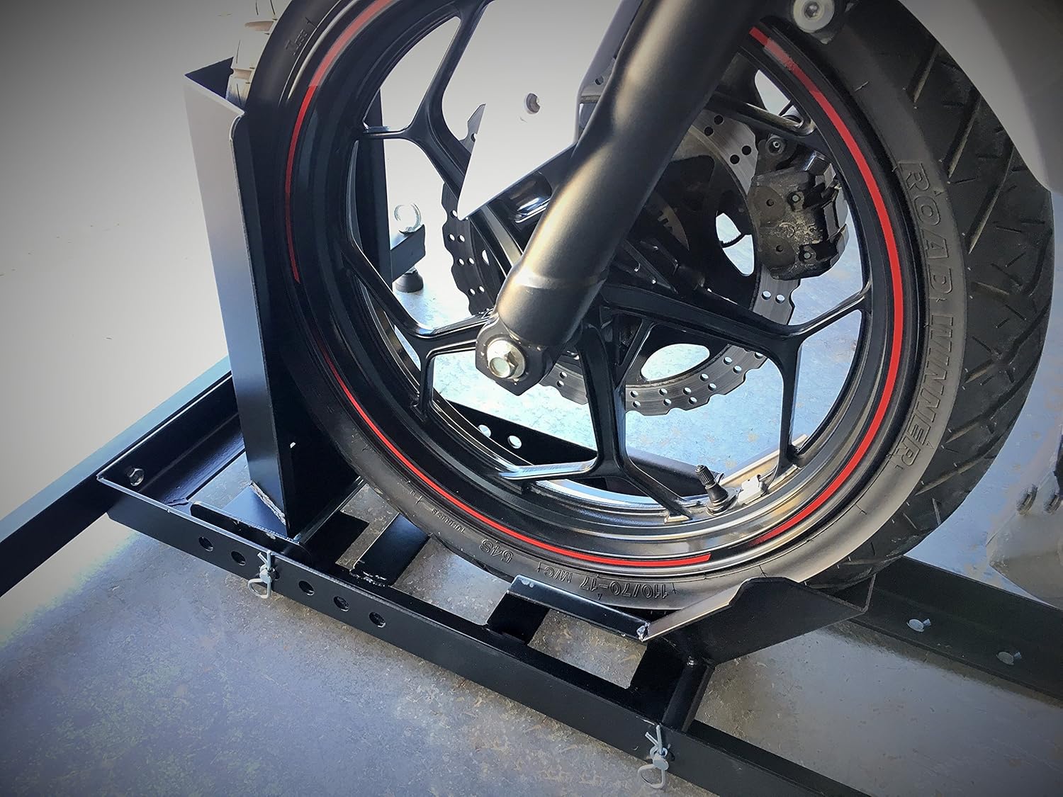MaxxHaul 70271 Adjustable Motorcycle Wheel Chock Stand Heavy Duty 1800lb Weight Capacity