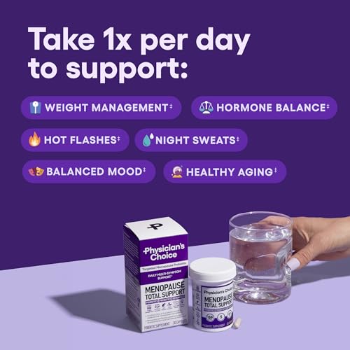 Physician's CHOICE Menopause Probiotic Supplement for Women - Supports Hormone Balance, Hot Flashes, Night Sweats, Weight Management, Bloating & Gut Health - with Black Cohosh, Resveratrol+ - 30ct