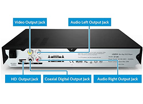 Blu Ray DVD Player,Full HD Blu-ray Disc Player with Metal Enclosure,Easy Hook Up and User Friendly, 1080P Home Theater DVD Player with HDMI Output, Support HDD and USB Playback