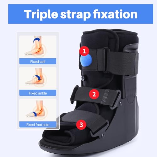 Inflatable Walking Boot, Air Cam Walker Fracture Boot Orthopaedic boot for Sprained Ankle, Short Air Walker Brace for Broken Foot Achilles Tendon Injury Black (Medium)