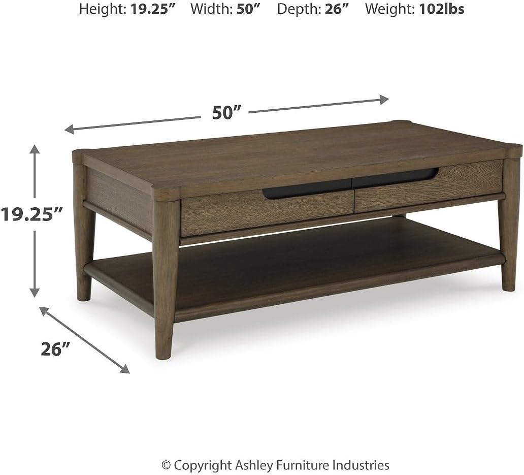 Signature Design by Ashley Roanhowe Coffee Table, 50" W x 26" D x 19" H, Dark Brown
