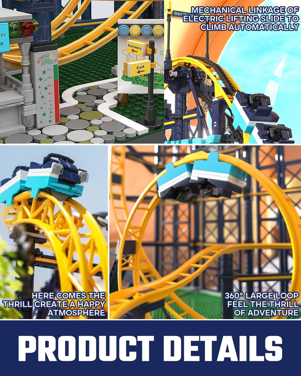 Roller Coaster Building Blocks Sets - 3238+ Pieces Electrical Amusement Park Construction Loop Coaster Track Passenger Train Blocks Toys Model with Motors - Ideal Gift for Adult