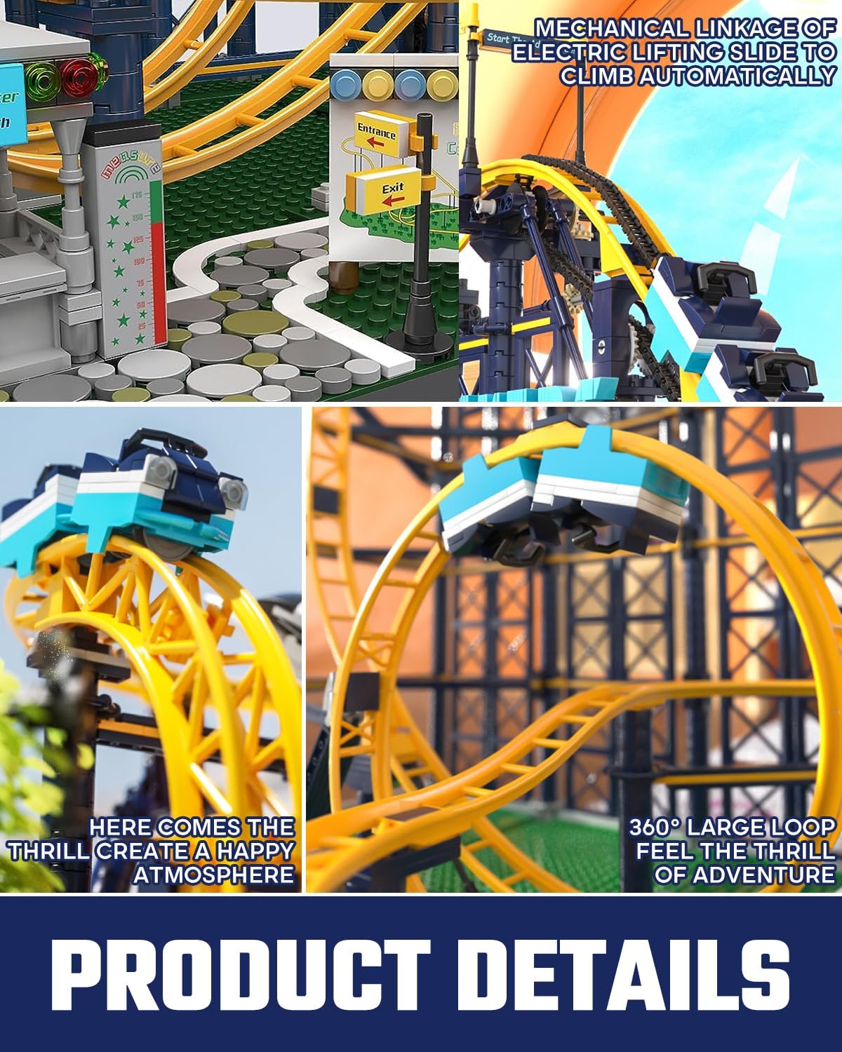 Roller Coaster Building Blocks Sets - 3238+ Pieces Electrical Amusement Park Construction Loop Coaster Track Passenger Train Blocks Toys Model with Motors - Ideal Gift for Adult