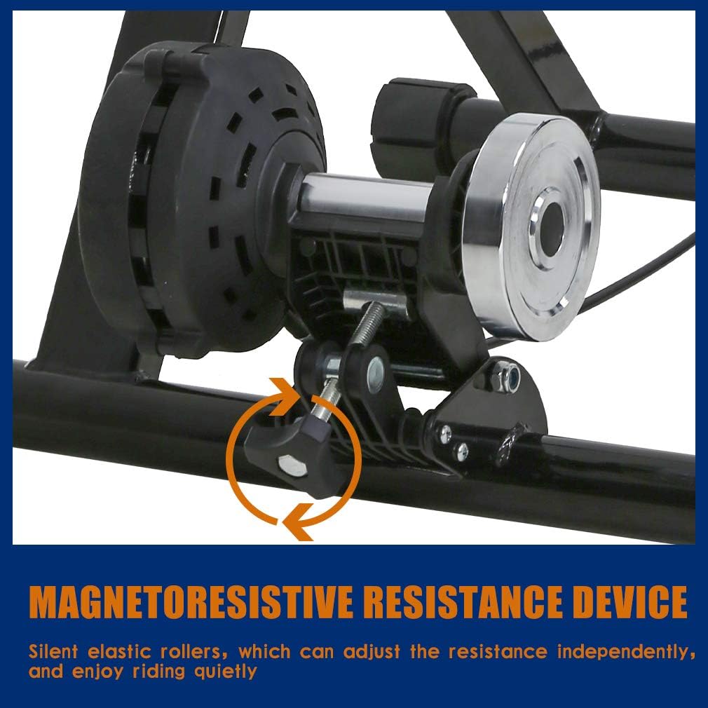 FDW Magnetic Bike Trainer Stand for Indoor Riding, Steel Bicycle Exercise Training Stand with Noise Reduction Wheel,Stationary Bike Resistance Trainer for Road & Mountain Bikes