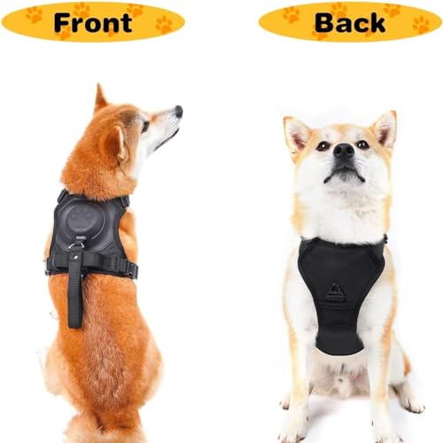 Poochbark 3 in 1 Dog Harness with Built-in Leash, Dog Harness with Retractable Leash, Adjustable Soft Padded Dog Vest, Auto-Lock & No-Pull Control, Dog Harness Medium Size Dog (Black, M)