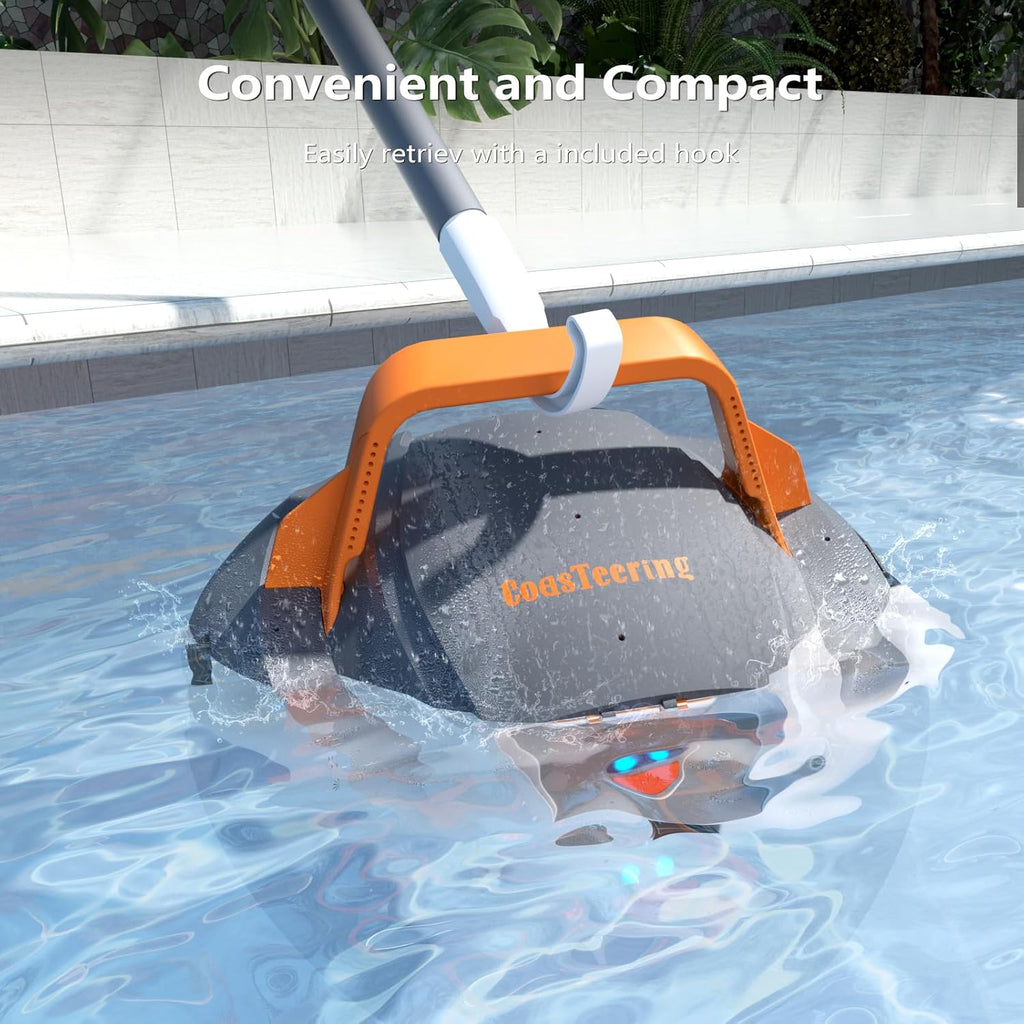 Robotic Pool Cleaner, Cordless Pool Vacuum for Above Ground Pool, Lasts up to 100Mins, Above Ground Pool Vacuum with Self-Parking Function, Ideal for Swimming Pool Cleaning up to 850 Sq.Ft