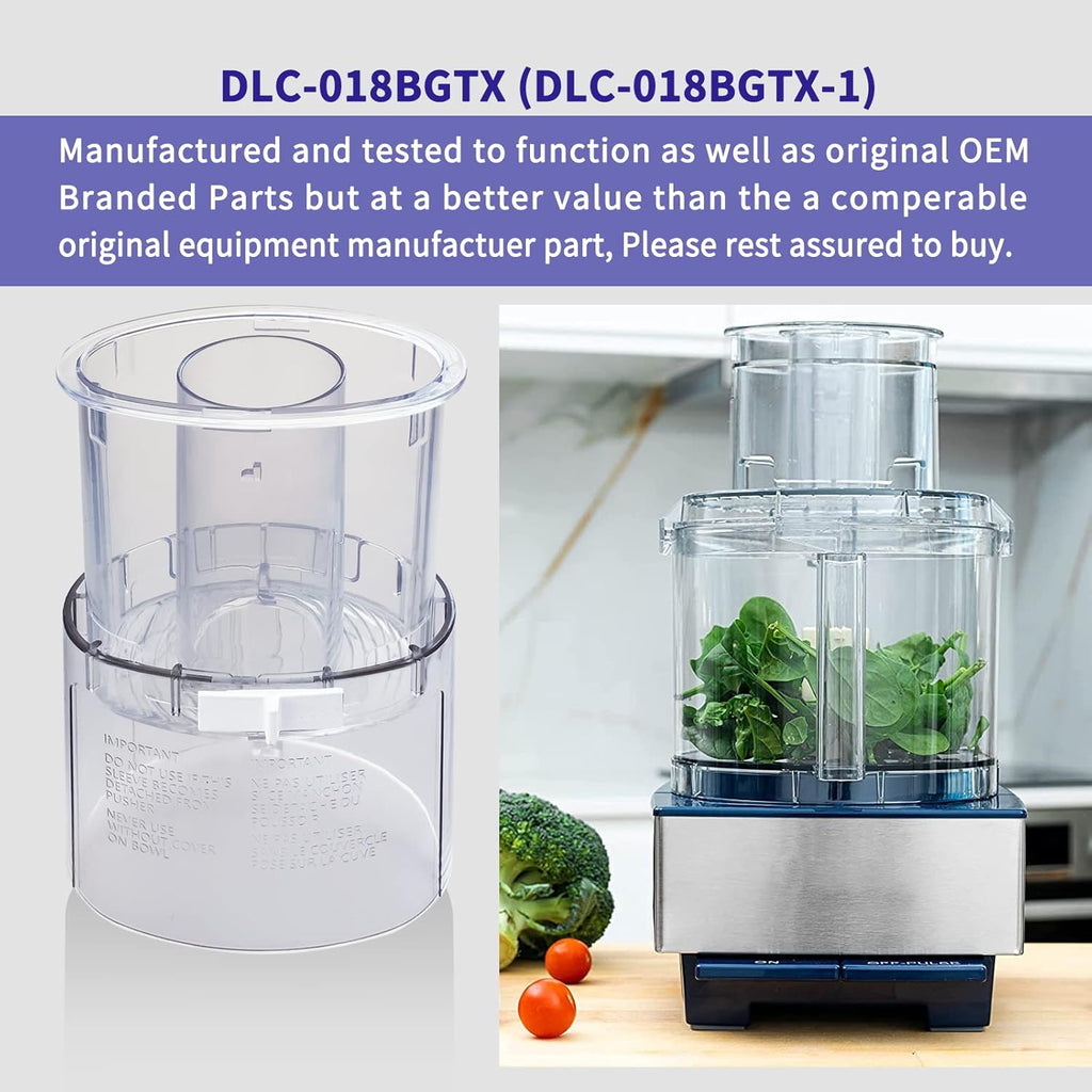DLC-018BGTX (DLC-018BGTX-1) Large Pusher and Sleeve Assembly Fit for Food Processors, Compatible with Cuisinart Tritan Custom Food Processor DFP-14BCN, DLC-8S, DFP-14, DFP-11