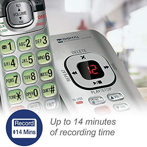VTech CS6529-4B 4-Handset DECT 6.0 Cordless Phone with Answering System and Caller ID, Expandable up to 5 Handsets, Wall-Mountable, Blue/Green/Red/Silver