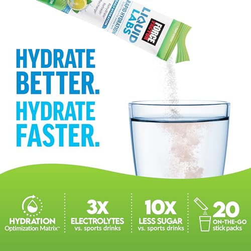 FORCE FACTOR Liquid Labs Electrolytes Powder, Hydration Packets to Make Electrolyte Water with 5 Essential Electrolytes, Vitamins, Minerals, and Antioxidants, Lemon-Lime Flavor, 20 Stick Packs