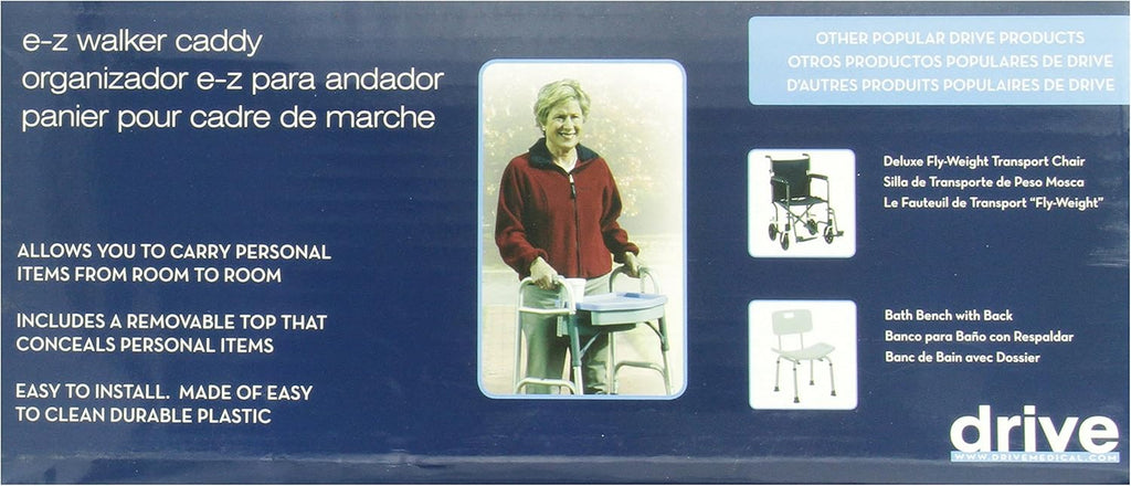 Drive Medical RTL10131 E-Z Walker Caddy with Tray, Gray/Blue