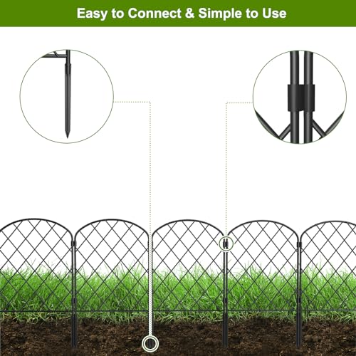 Decorative Garden Fence 30 Pack Animal Barrier Fencing 33ft (L) x 22in (H) Rustproof Metal Wire Section Edging with Plastic Stakes Dog Fence Outdoor for Yard Landscape Patio, Arched