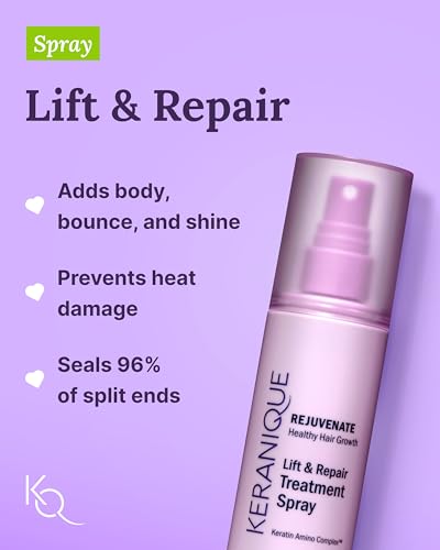 Keranique Damage Control Set for Thinning Hair - Shampoo and Conditioner for Damaged Hair, Follicle Booster Serum, Lift & Repair Spray - Keratin Enriched Repair Products for Women with Dry, Thin Hair