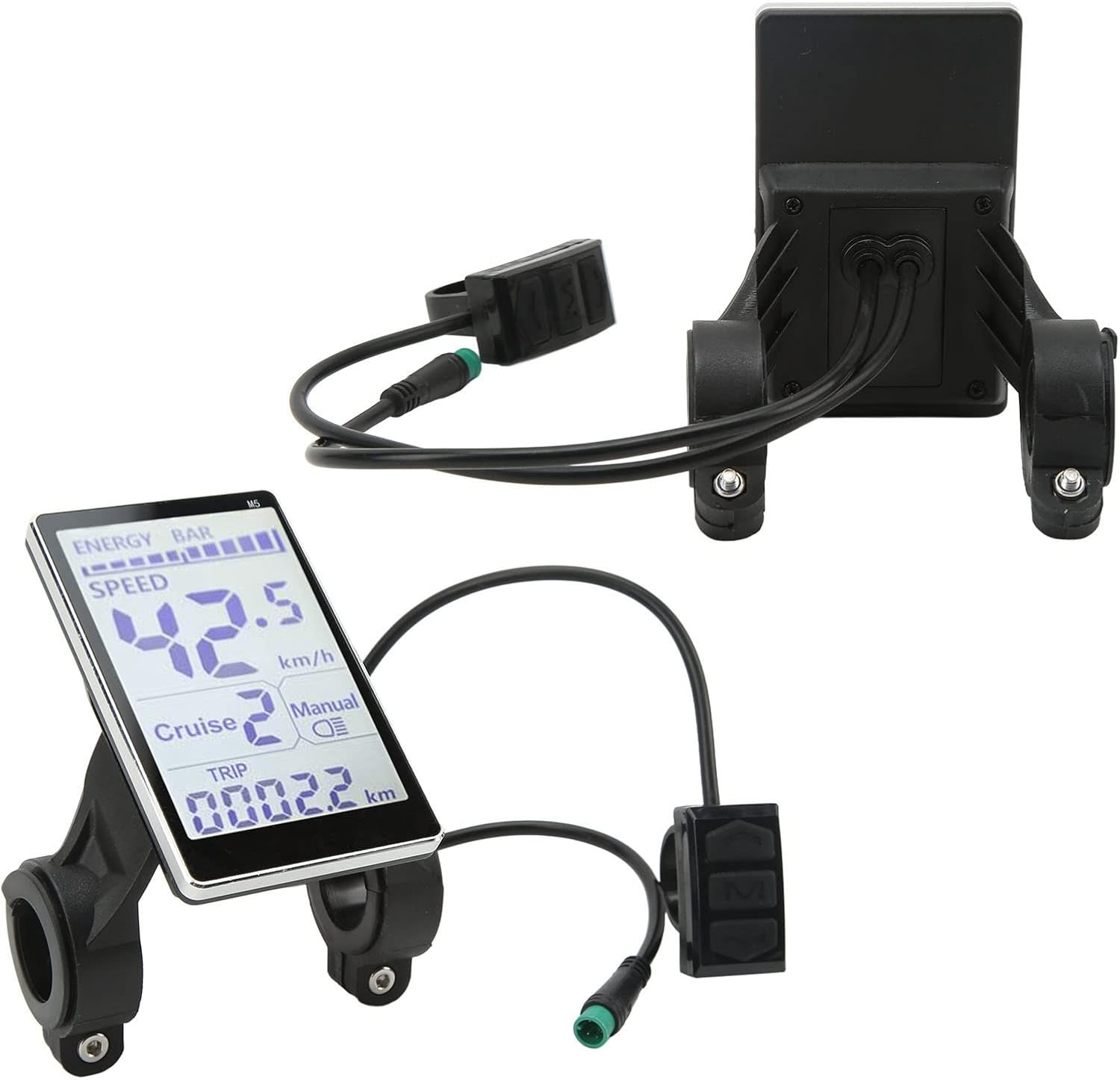 Electric Bike LCD Display Screen, 5 Pin 24V 36V 48V 60V Universal Waterproof Electric LCD Display Control Panel for 31.8 22.2mm Electric Bikes