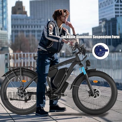 Electric Bike for Adults, 2000W Dual MotorAWD 48V 22Ah Fat Tire Ebike 35MPH Electric Bicycles Shimano 21-Speed with Ignition Lock Hydraulic Disc Brakes Bike