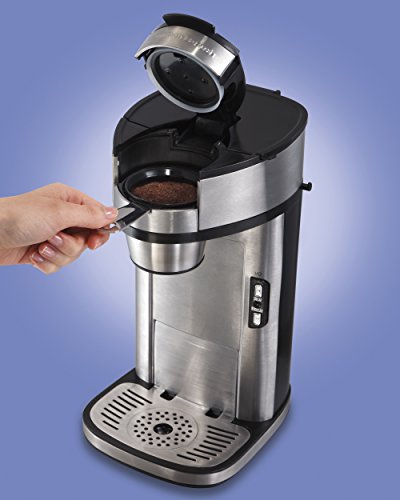Hamilton Beach The Scoop Single Serve Coffee Maker & Fast Grounds Brewer, Brews in Minutes, 8-14oz. Cups, Stainless Steel