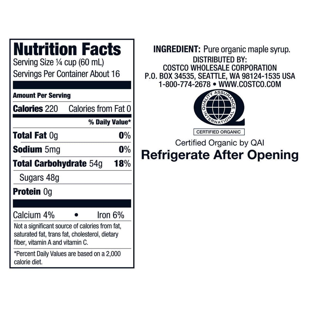 Kirkland Signature Organic Pure Maple Syrup, 33.8 oz (2 Pack)
