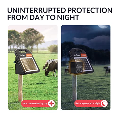 10 Miles Solar Electric Fence Charger with Day or Night Mode, 0.11 Joule Portable Solar Fence Charger for Livestock, Preventing Predators from Intruding