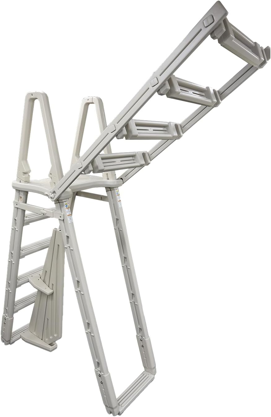 Confer Plastics 7100X Evolution 48" to 54" Adjustable A Frame Above Ground Swimming Pool Entry Ladder with Flip Up and Locking Section for Safety