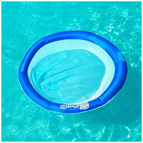 SwimWays Spring Float Papasan Pool Lounger for Swimming Pool, Inflatable Pool Floats Adult with Fast Inflation for Ages 15 & Up, Aqua