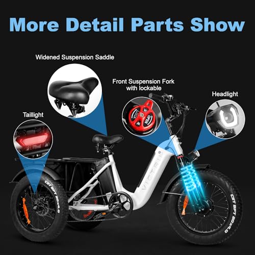 VICTRIP Electric Trike for Adults 100+ Miles Long Range 20" Fat Tire Electric Tricycle 750W 48V 31.5Ah Removable Dual Battery 3 Wheel Electric Bicycle with Large Basket