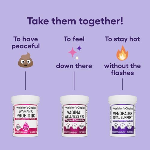 Physician's CHOICE Menopause Probiotic Supplement for Women - Supports Hormone Balance, Hot Flashes, Night Sweats, Weight Management, Bloating & Gut Health - with Black Cohosh, Resveratrol+ - 30ct