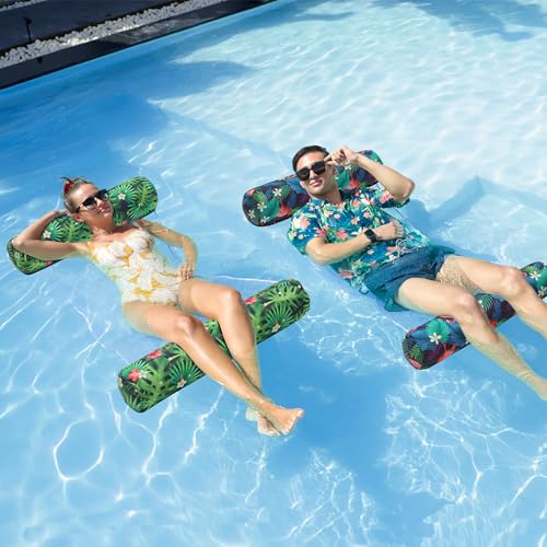 FindUWill Fabric Pool Floats Hammock, XL, 2 Pack Inflatable Water Floaties 4-in-1 (Saddle, Lounge Chair, Drifter), Lake, Beach, Pool Accessories for Adults