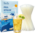 Plant-Based Compostable Straws, 100% Plastic-Free, Eco Friendly, Marine Biodegradable Straws, 100 Count 0.24''*7.75'' Disposable Drinking Straws for Hot and Cold Drinks