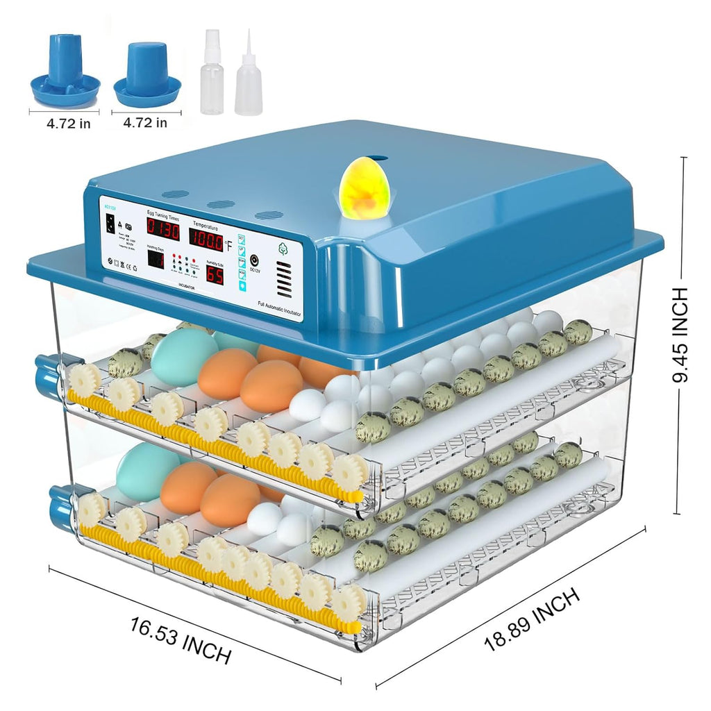120 Egg Incubators for Hatching Eggs Automatic Temperature Control Chicken Quail Eggs Incubator Humidity Monitoring for Farm Egg Incubation