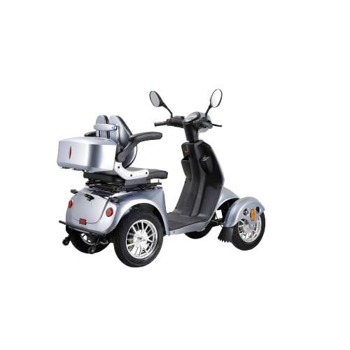 4 Wheel Mobility for Adults and Senior Fat tire Scooter Electric Powered Chargeable Device for Travel, Lightweight and Portable for Travel with LED Headlights and Basket, Charger Included (Pink)