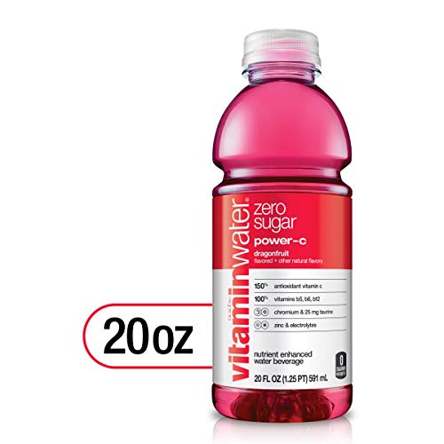 vitaminwater zero sugar power-c, electrolyte enhanced water w/vitamins, dragonfruit drinks, 20 fl oz (Pack of 12)