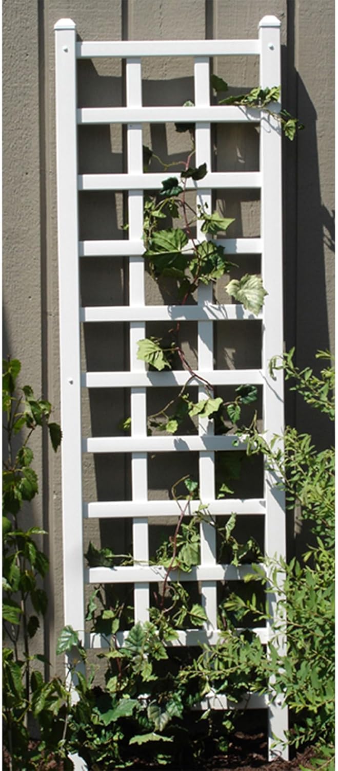 Dura-Trel Providence 22 x 75 Inch PVC Vinyl Outdoor Garden Patio Trellis, with Ground Anchors, White
