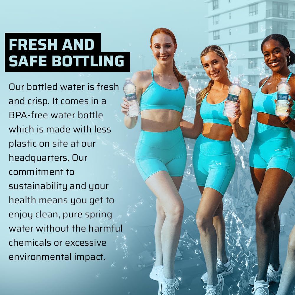 Nirvana Natural Spring Water - Fresh Bottling, High in Calcium, Bromate-Free, BPA-Free Bottles Water - Best Water Natural Sourced from Adirondack Mountains - (16.9 fl oz - 24 Bottles)