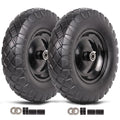 Wheelbarrow Tires 4.80/4.00-8 Flat Free-16"Universal Solid Wheels with 5/8" & 3/4" Bearings for Wheelbarrows/Hand Truck/Garden Trailers/Cart, Non-Slip Wheel Barrow Wheels and Tires Kit (2 Pack)