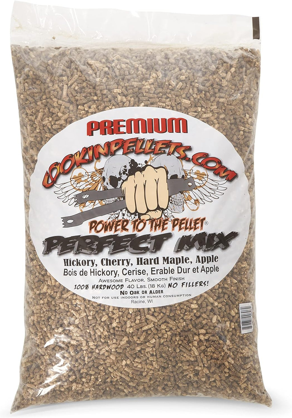 CookinPellets Premium Hickory Grill Smoker Smoking Wood Pellets and Perfect Mix Hickory Cherry, Hard Maple, Apple Wood Pellets, 40 Pound