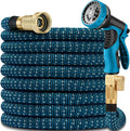150 ft Expandable Garden Hose - All New 2024 Retractable Water Hoses with 3/4" Solid Brass Fittings, Extra Strength Fabric - Flexible Expanding Hose with 10 Pattern Spray Nozzle