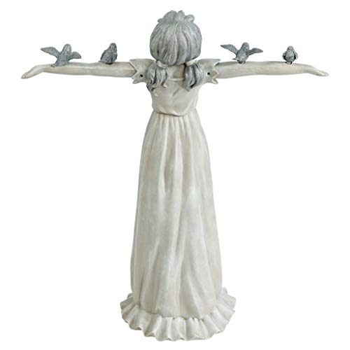 Design Toscano NG34012 Basking in Glory Little Girl Birds Outdoor Garden Statue, Medium, Handcast Polyresin, Two Tone Stone Finish